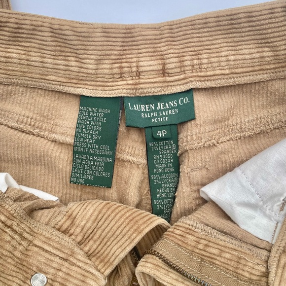 Ralph Lauren Women’s Tan Corduroy Pants Petite 4P - Picture 5 of 9
